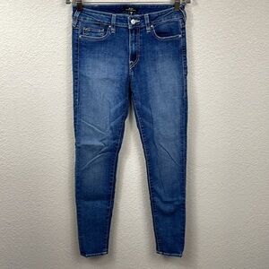 True Religion Halle Mid Rise Super Skinny Jeans Medium Dark Wash Sz 28